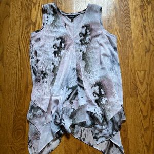 Simply Vera by Vera Wang purple grey watercolor handkerchief hem drapey tank XS